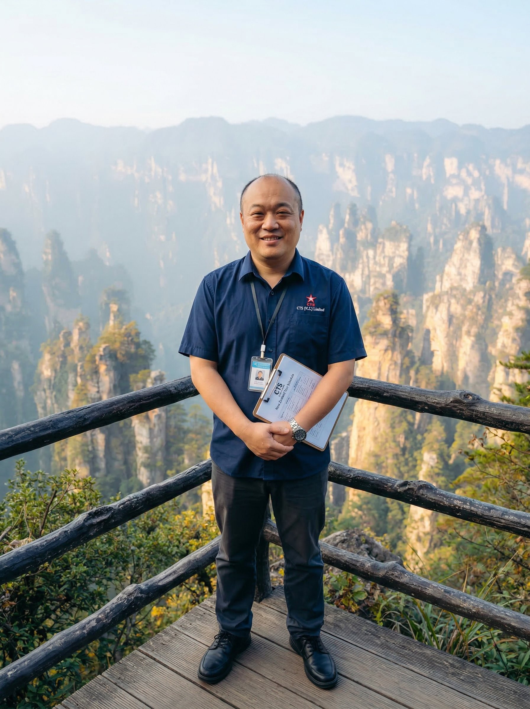 CTS China specialist Baker Gu at a Zhangjiajie sandstone pillar viewpoint