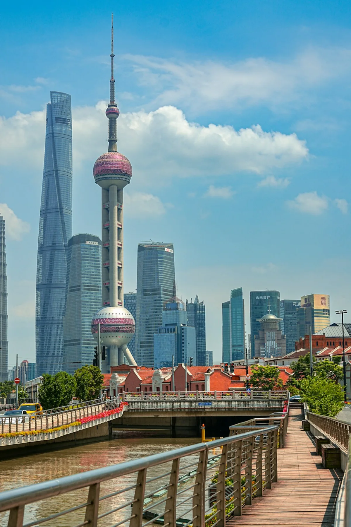 Shanghai skyline reflected across the Huangpu River
